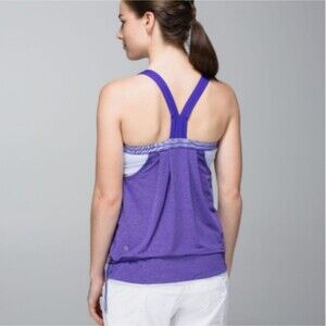 Lululemon Heathered Purple Restless tank wee stripe bruised berry sz 4